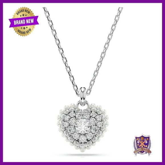 Heart Crystal Pendant Necklace Rhodium Setting 14-18 Inch Chain - Picture 2 of 8